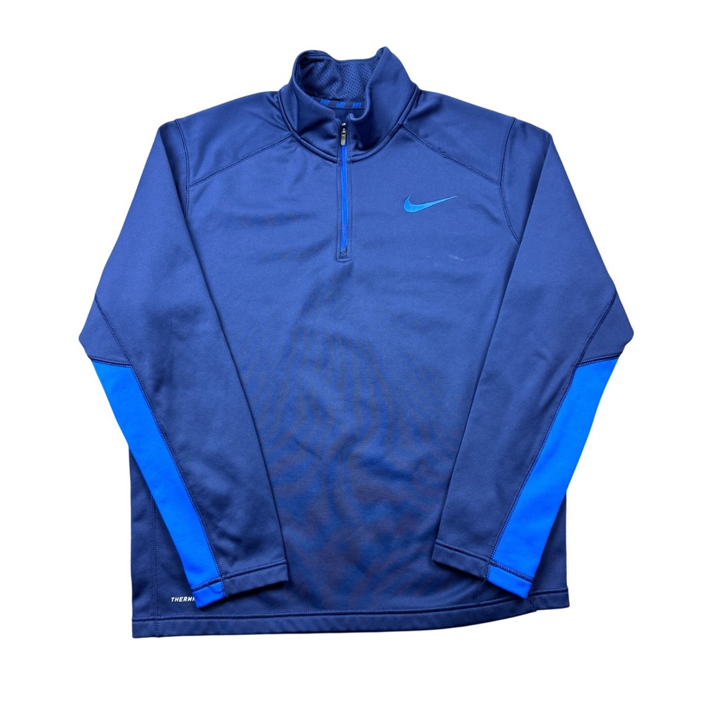 Nike Therma-FIT Mens Large Blue Quarter Zip Pullover Fleece Training Top